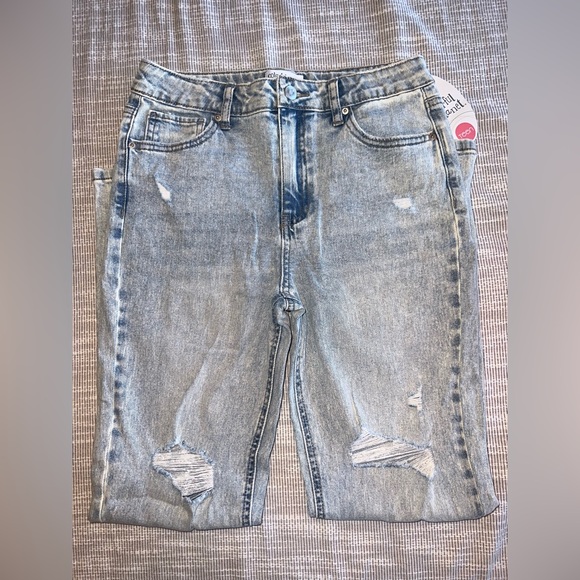 Colorful Planet Other - Colorful Planet Distressed Double Roll Mom Jeans | Juniors Size 14 | NWT